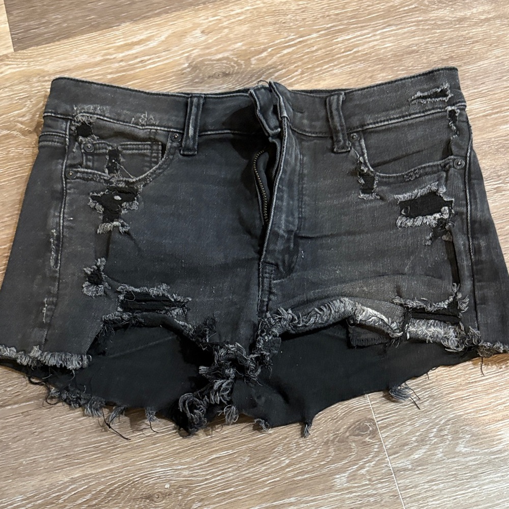 American Eagle Outfitters Black Distressed Jean Shorts
